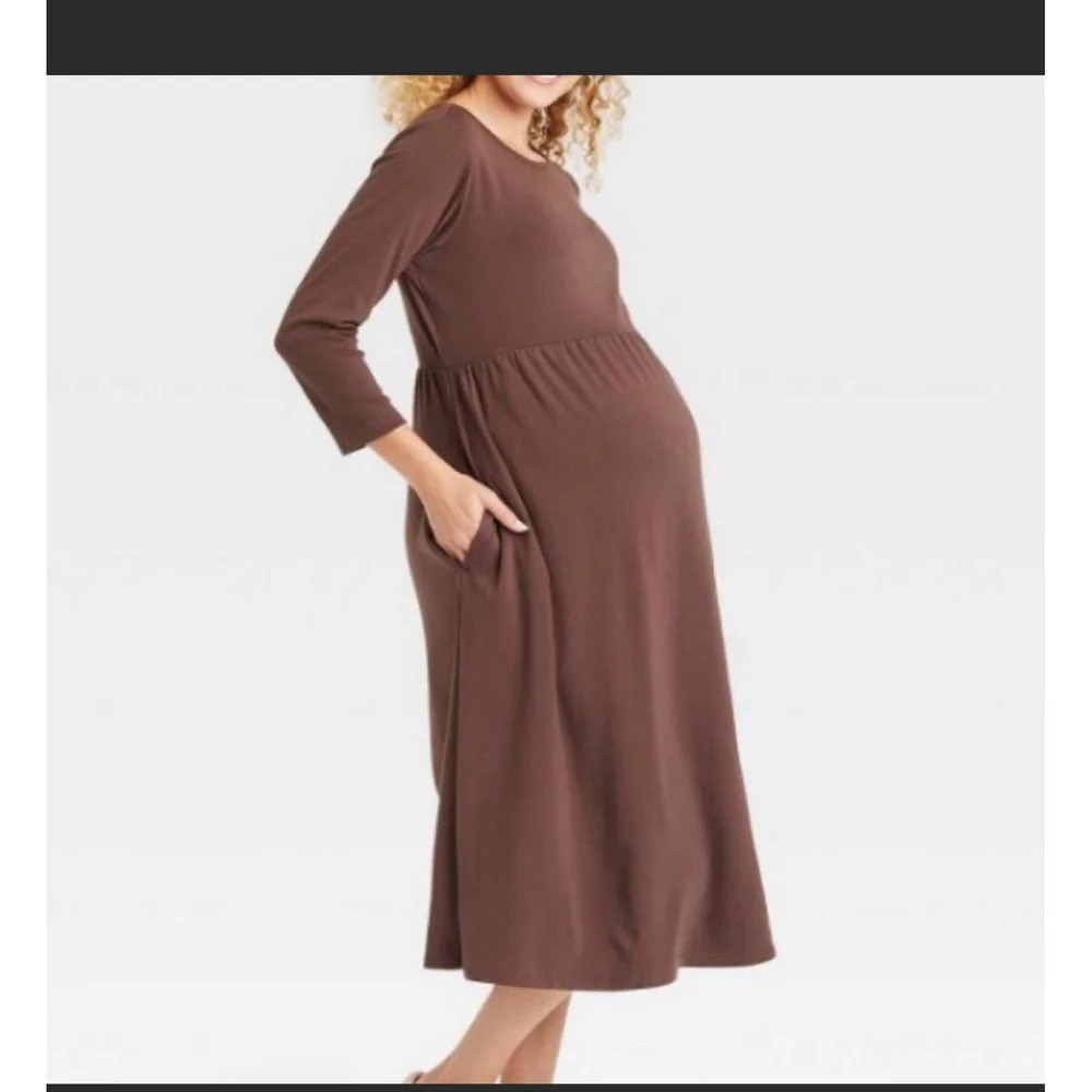 Isabel maternity Women’s Dress brown cozy knit sz S
